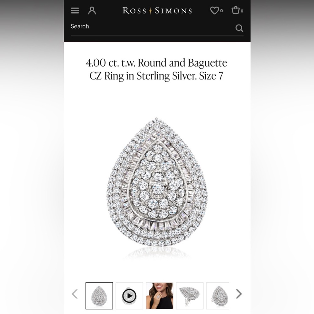 ROSS SIMONS 925 Sterling Silver 4.00 ct. t.w. Round & Baguette CZ Ring Size 9 - Picture 3 of 17